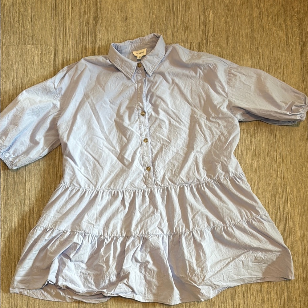 Light Blue Button-Up Dress